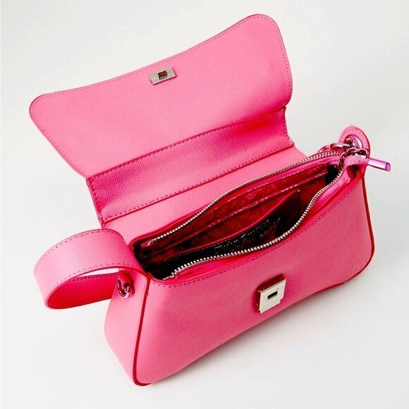 Juicy Couture Hot Pink Faux Leather Jasmine Flap Hobo Bag w/ Metallic Mini Pouch - Picture 11 of 16